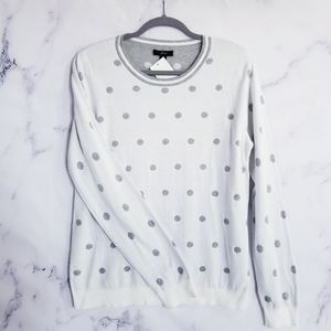 J.Crew Polka Dot Long Sleeve Crewneck Sweater